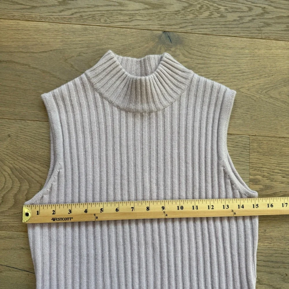 Carlisle Womens 100% Cashmere Ribbed Twin Set Pink Cardigan Shell Mock Neck M